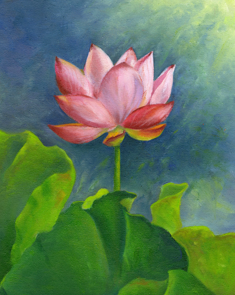 Lotus Pink and Leaves