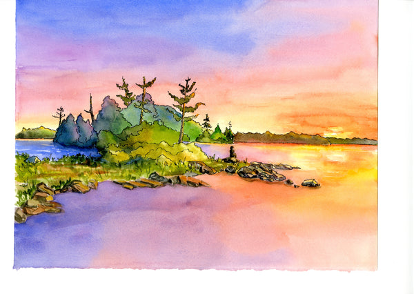 Sunrise over Lake - Contemplation